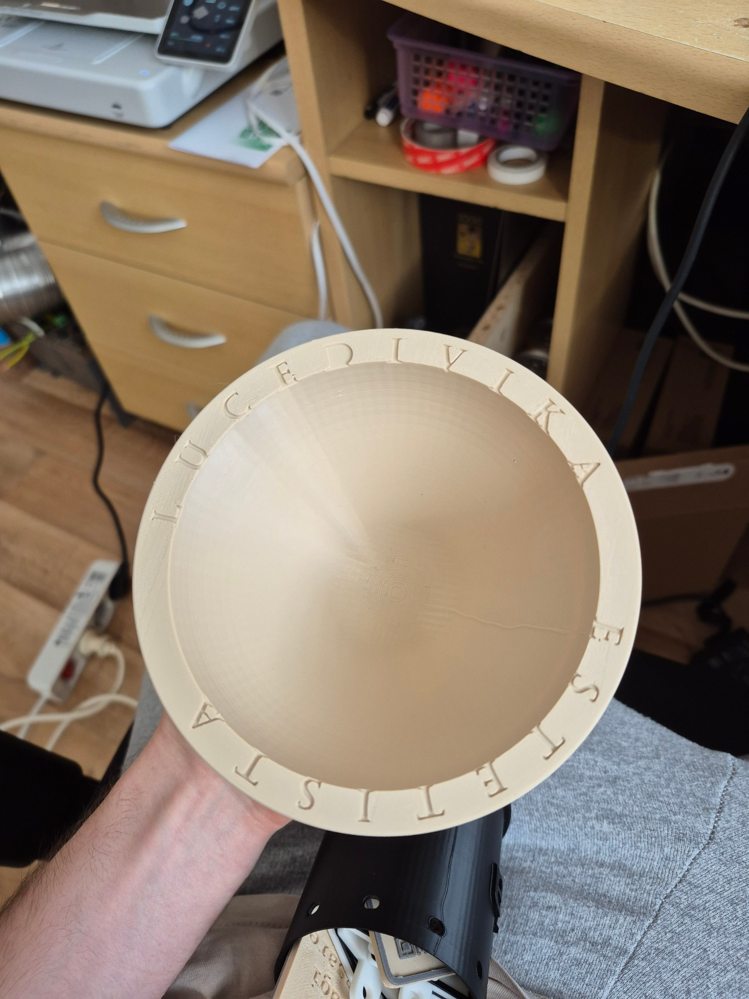 Top view of the 3D printed decorative bowl
